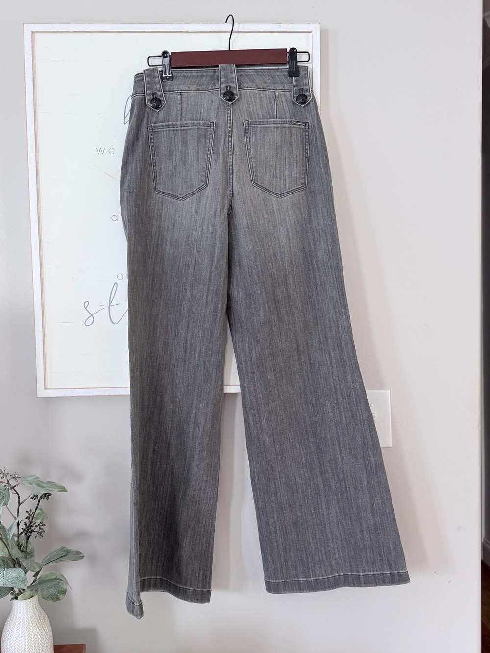 White House Black Market Gray Mariner Coin Jeans Trousers Wide Leg Soft Size 6 - Picture 10 of 15